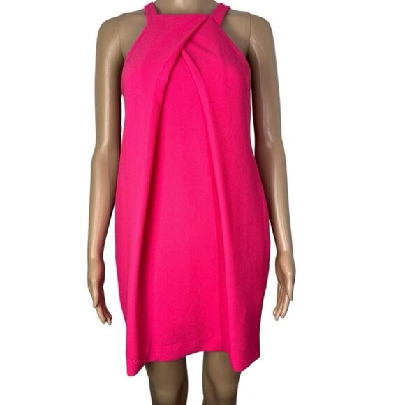 Trina Turk Dresses & Skirts - NWOT Trina Turk Felisha Pink Crepe Halter Shift Dress Pleat Front Size 4